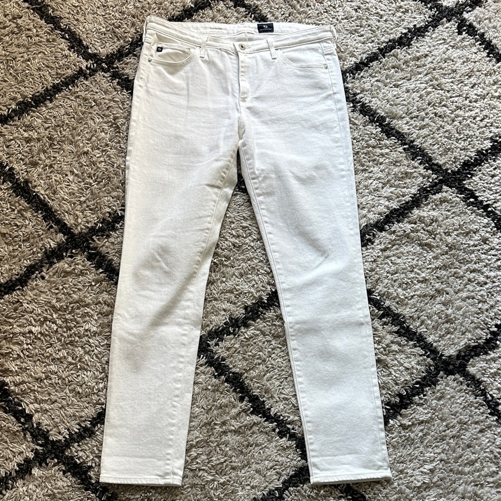 AG Adriano Goldschmied The Prima mid rise cigarette denim.  White